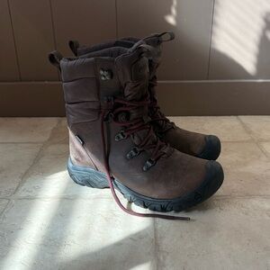 KEEN Greta Waterproof Lace-Up Hiking Boots – Brown Leather